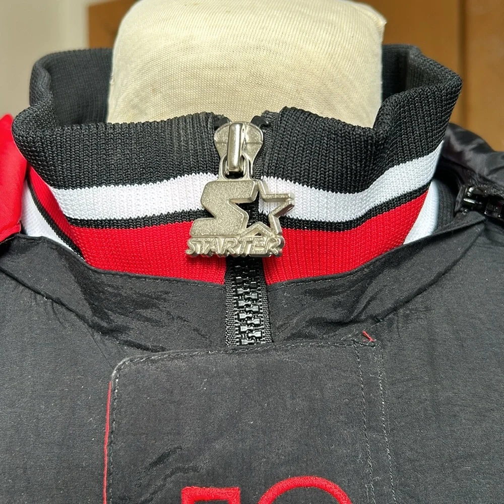 Vintage Chicago Bulls Starter Jacket‎ Pullover Detachable Hood Black/Red XL
